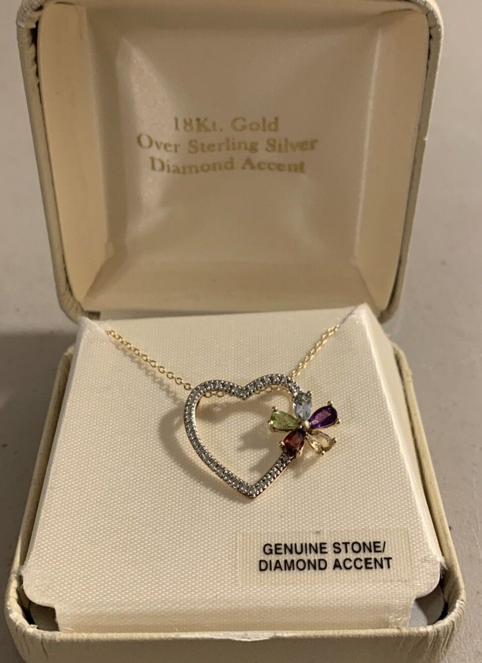 Ross Simons 18K Sterling Silver Diamond Love Heart Necklace 18”